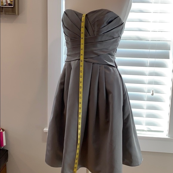 Size 10 David’s bridal silver/gray strapless dress - Picture 5 of 8